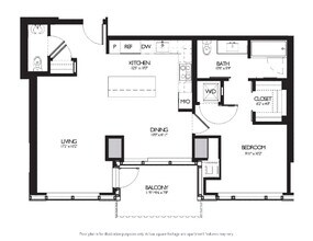 1 Bed 1.5 Bath 1721 floor plan
